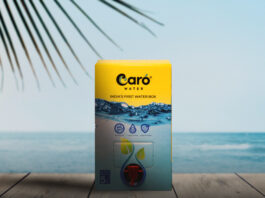 Caro Water provides water in a cardboard box packaging that can be recycled,